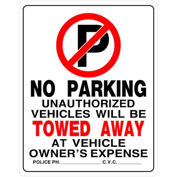 Hillman HILLMAN English White No Parking Sign 19 in. H X 15 in. W, PK6 842196 - main
